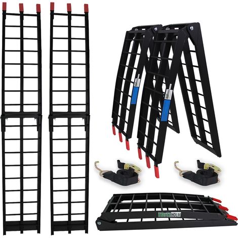 TRUTZHOLM 2 x Auffahrrampe klappbar 180 cm Traglast 680 kg Alu schwarz geriffelte Einzelstäbe Verladerampe (1/5)
