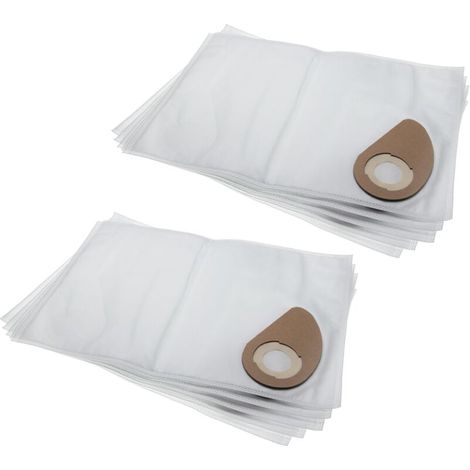 10x sacs compatible avec Nilfisk Buddy II 12, 18, 18 INOX, 18 L, 18 T, 18 T INOX aspirateur - microfibres non tissées, 48,85cm x 33.4cm, blanc (1/3)
