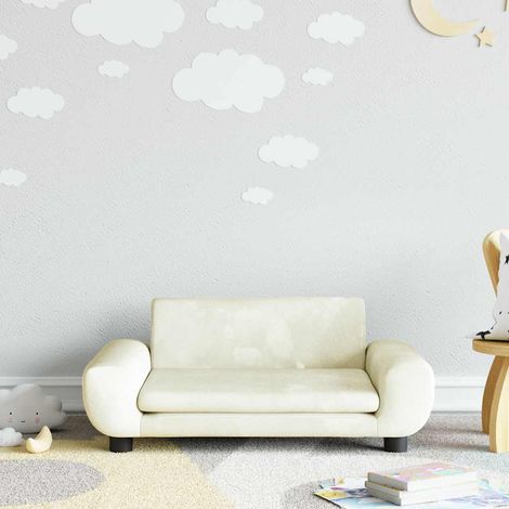 Vidaxl – Canapé pour enfants crème 70x45x33 cm – Velours doux et rembourré – Cadre en bois de pin massif – Confort optimal pour 3-6 ans