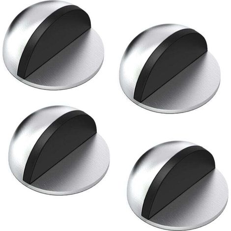 Arrêts de Portes, Lot de 4 Arrêts et Butées de Porte en Acier Inoxydable avec pare-chocs en caoutchouc, Stop-Porte Adhésif pour tous les sols durs (1/4)