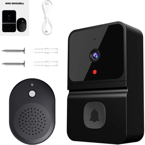 Sonnette vidéo sans fil WiFi avec vision nocturne, communication bidirectionnelle et stockage cloud-AquaForge