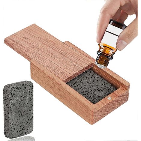 Diffuseur d'huiles essentielles en bois et pierre volcanique, atomiseur d'huiles parfumées pour aromathérapie, pierres aromatiques faciles à utiliser pour la maison, la voiture, le bureau (bois de ros (1/4)