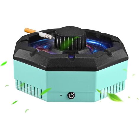 2-in-1-Aschenbecher mit Saugnapf, 3-stufiger USB-Luftreiniger, rauchfrei für Büro und Außenbereich - Crezuo