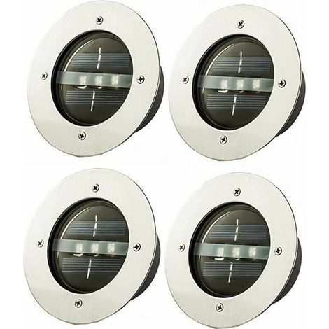 Solar-Einbaustrahler Exterieu, 4 im Freien installierte, wasserdichte Hof-Bodenstrahler, LED-Rasenlampe, Treppe, Garten, Außenstehlampe, Untergrundlicht (Farbe: weißes Licht), 120 mm, I