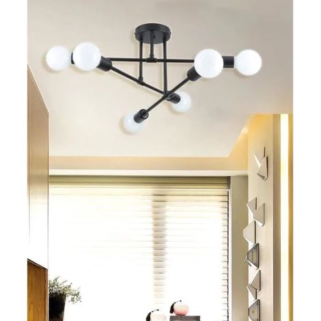 Yowei Retro Plafonnier en Metal Noir,Lampe Suspension Industrielle Vintage en Fer E27 Éclairage de Plafond Designe Edison pour (1/4)