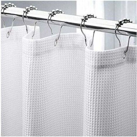 Rideau de douche gaufré de 180 x 210 cm de long, rideau de douche en tissu résistant avec tissage gaufré, rideaux de douche de salle de bain de qualité hôtelière- (1/4)