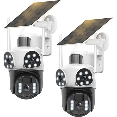 Camera Surveillance WiFi Exterieure sans Fil,à triple objectif/Camera Solaire/Batterie,Suivi Automatique,360° PTZ Sécurité à Domicile,Vision Vocturne,Audio Bidirectionnel,PIR Sirène,étanche (1/5)