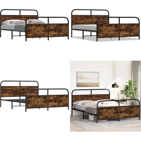 vidaXL Metallbett ohne Matratze Räuchereiche 160x200 cm (1/5)