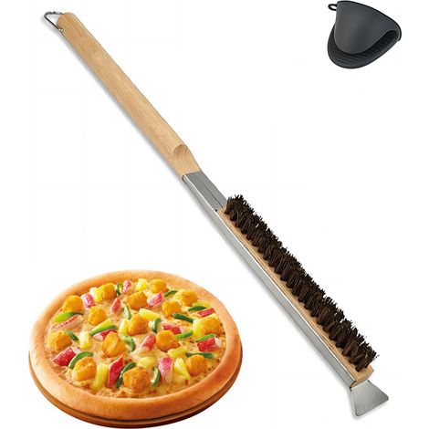 Brosse de Four à Pizza, Nettoyage de Four à Pizza, Brosse de Gril, Grattoir de Gril Brosse de Four Professionnelle, Nettoyeur de Poils Grattoir en Acier - Poils en Laiton (1/5)