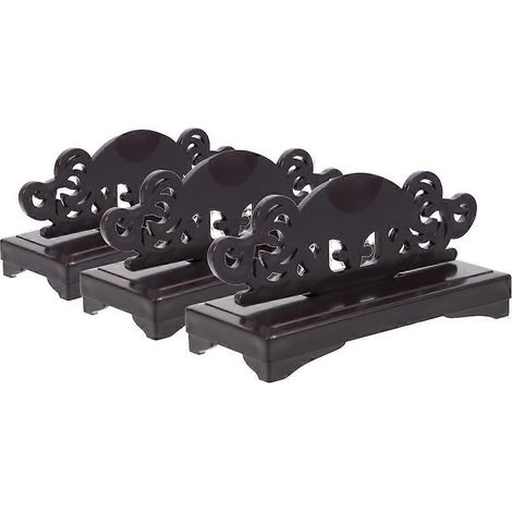 Lot de 3 supports pliables pour éventails japonais portables, présentoir et rangement.-10.00X4.00X1.00CM-Black