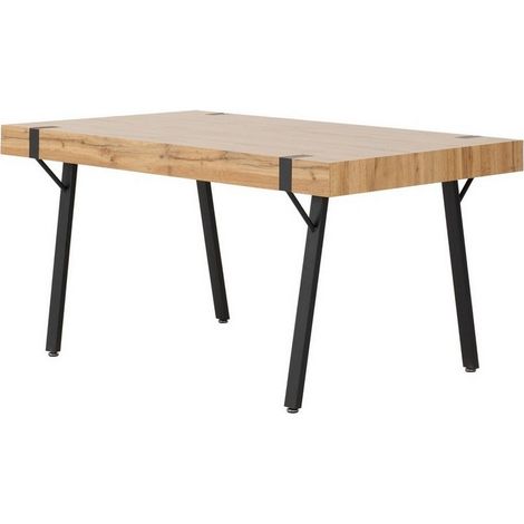 Treviso Dining Table - L90 x W150 x H76 cm - Light Oak Effect/Black