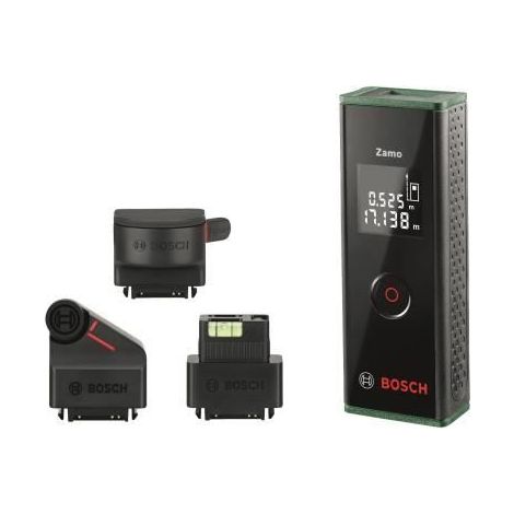 Bosch Medidor Zamo con 3 adaptadores (distancia de medición hasta 25m)