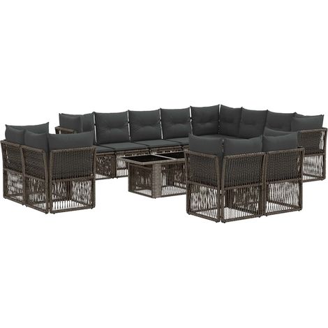 vidaXL Set Divano da Giardino 13 pcs Grigio polyrattan