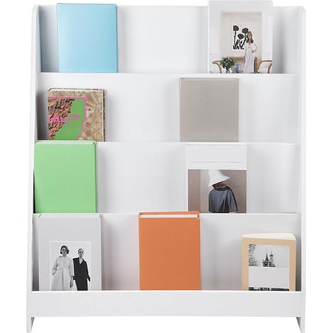Bibliothèque Enfant, Étagère à Livres, Rangement Livre, Coffre à Jouets pour Enfants, Porte-revues avec 4 Compartiments et 4 Cubes Ouverts, 30  70  88cm-Blanc (2pc) (1/5)