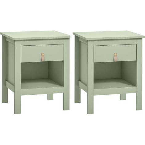 uego de 2 mesitas de noche cajón y compartimento 45 x 40 x 55 cm diseño elegante de aglomerado verde 21000167 (1/5)