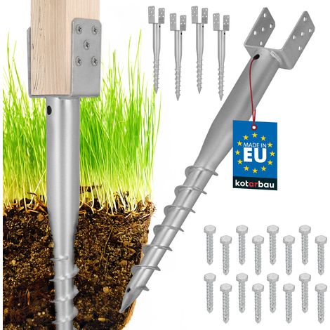KOTARBAU® Base di ancoraggio a U in acciaio per pali di recinzione e gazebo, 91 x 710 mm, set da 4