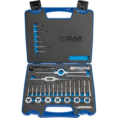 JUEGO MACHOS COJINETES MANO-3406-M3 M12 + COMBI (MOD. 0) 33 PCS. - IZAR