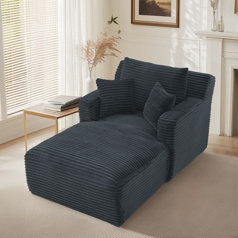 REDOM Chaise longue in corduroy, poltrona relax e divano letto, senza montaggio, salvaspazio, grigio scuro (1/5)
