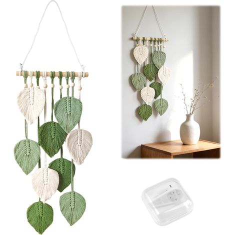 Tenture Murale en Macramé, 60x25 cm Tapisserie Mural Tissée en Macramé (1/5)