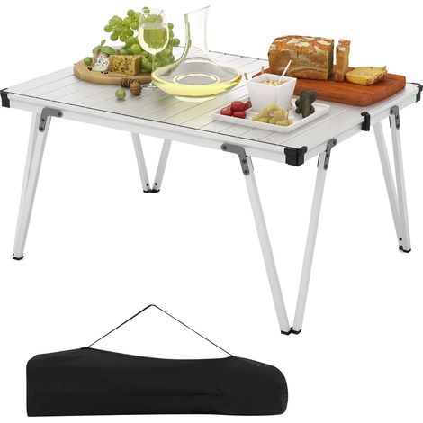 COSTWAY Outdoor Folding Camping Table Picnic Table w/ Storage Bag-Silver (1/5)