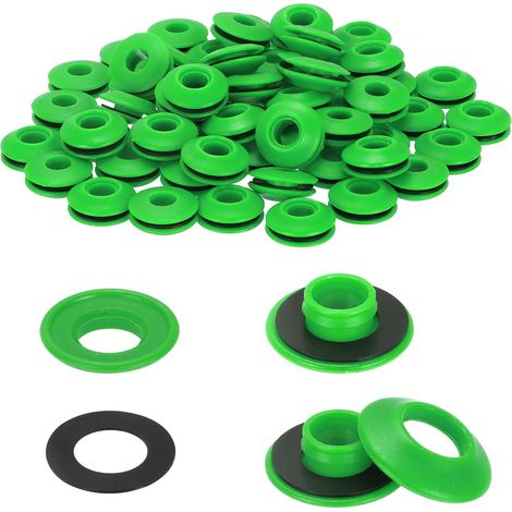 Lot de 60 œillets pneumatiques en Plastique pour bâches, Verts (1/5)