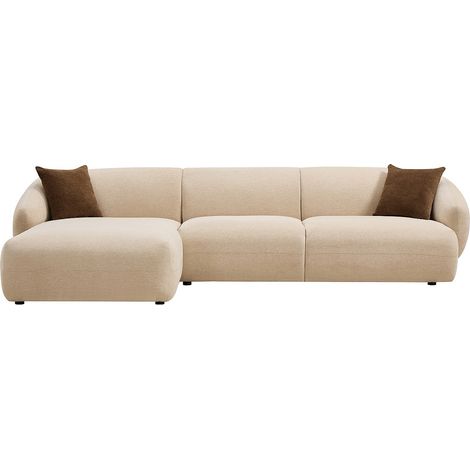 Divano angolare sinistro in tessuto testurizzato beige - MIBASTO (1/3)