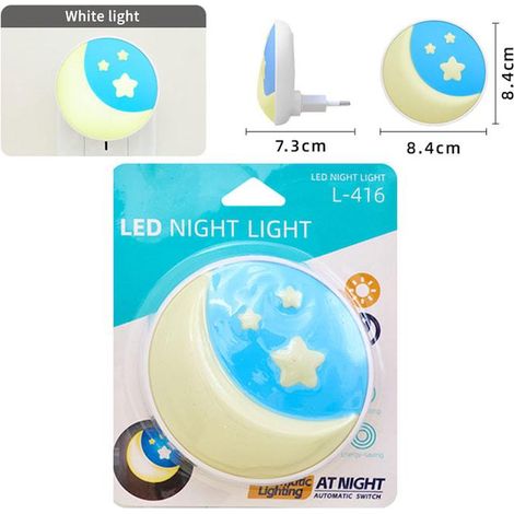 [1 paquet] Veilleuse pour enfants avec prise électrique à détecteur de luminosité. Petite lampe murale LED coranique pour bébé. (1/3)