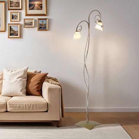 Wohnzimmer Standleuchte KOKARDA in Gold 2-flmg