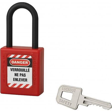 Lucchetto con arco in nylon Ø 6 x 38 mm, rosso – THIRARD