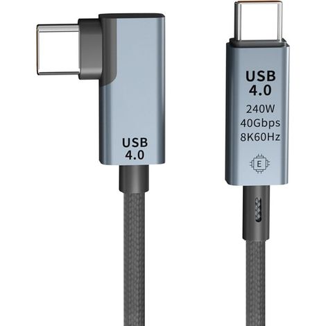 Câble Thunderbolt 4 USB-C coudé 1m – 40Gbps Haute Vitesse, USB 4.0, Transfert de Données & Sortie Vidéo 8K@60Hz – Compatible avec pour MacBook, pour Dell, pour HP et plus (1/5)