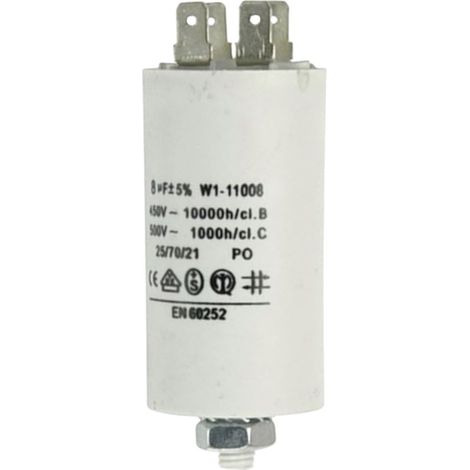 CONDENSATEUR PERMANENT 8 ΜF 450V 8687021 POUR LAVE LINGE - 11329