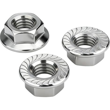 20 pièces Écrous à Bride M8,Acier Inoxydable A2 V2A 304 Ecrous à Flasque Dentés Autobloquants Hexagonaux Antidérapants pour Mécanique,Bricolage (1/5)