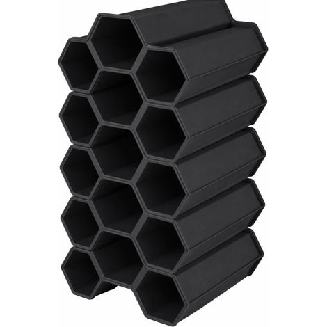 Lot de 5 Mini cave 3 bouteilles empilables soit 15 bouteilles - Plastique Gris anthracite - Livraison gratuite (1/4)
