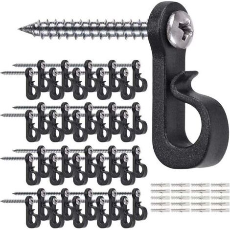 Lot de 40 suspensions lumineuses de Noël avec vis cruciformes pour garage, réveillon du Nouvel An, fête en plein air, câble facile à retirer et guirlandes lumineuses LED, vis larges