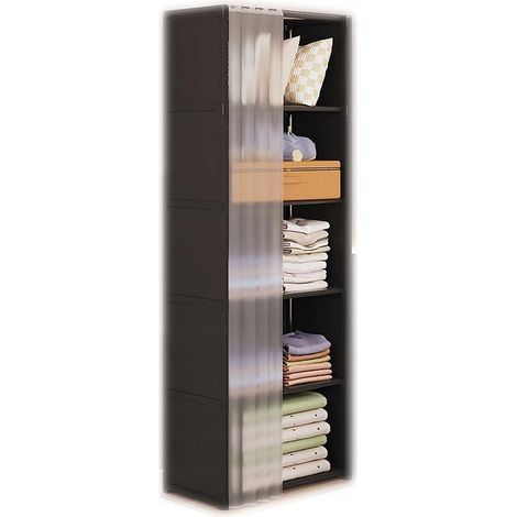 Modularer Kleiderschrank, faltbar, mit Kleiderstange, Metall, 155 x 28 x 40 cm (1/5)