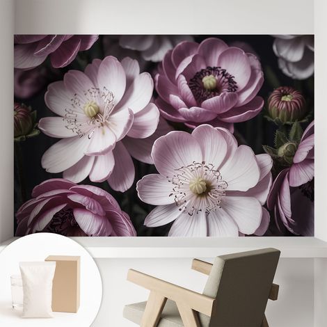 Papier peint intissé à motifs décoratifs pour salon chambre et bureau Décoration murale élégante avec colle Élégance florale 104x70 cm (1/5)