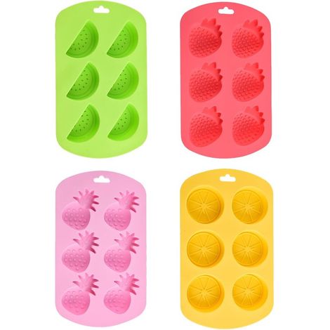 Set mit 4 Silikon-Fruchtformen Wassermelone Erdbeere Zitrone Ananas in Form von Gummibärchen Schokolade und Eiswürfeln wiederverwendbare zum von (1/5)