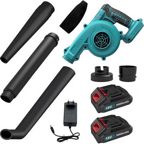 Souffleur à Feuilles sans Fil Professionnel avec 2 Batteries de 3000 mAh et Chargeur, Moteur à Brosse Puissant de 500 W, Vitesse Variable jusqu'à 32 000 TR/Min pour Jardi (1/5)