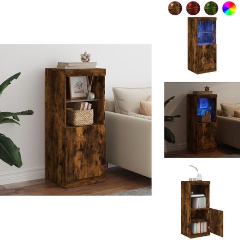 Buffet avec lumières LED chêne fumé 41x37x100 cm - Buffet Design Moderne - Meuble Rangement - Luminaire Led - Décoration Intérieur - Mobilier Salon (1/5)