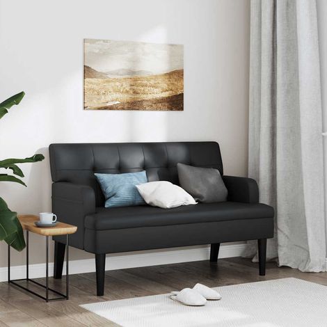 Banco con respaldo negro 112x65,5x75 cm Cuero sintético
