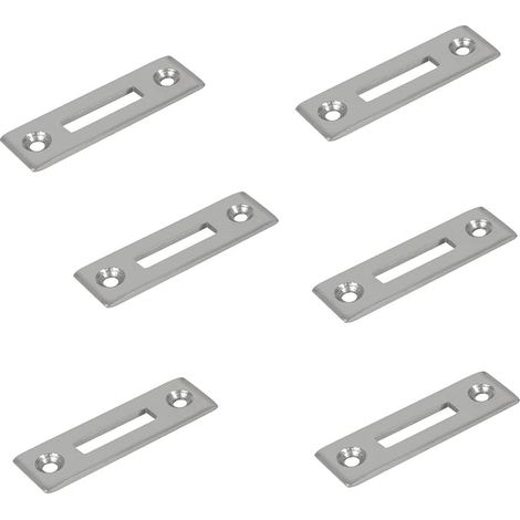 Pack of 6 Heavy Duty Steel Screw-In Sheets, Nickel-Plated Surface, 50 mm (1-31/32 Inch) 14.01.510-1 for Roller Shutter Lock, Sliding Door Lock, Furniture Lock (1/3)