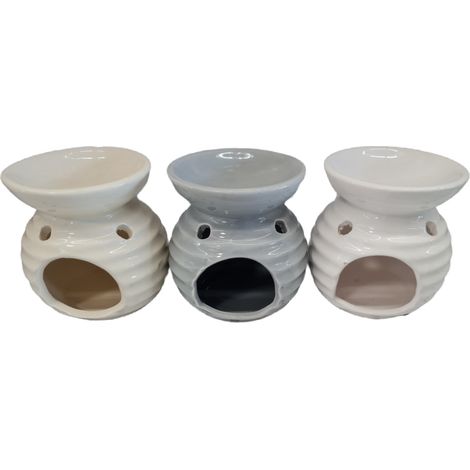 Brucia essenza in ceramica per aromaterapia H 12 cm. -Bianco