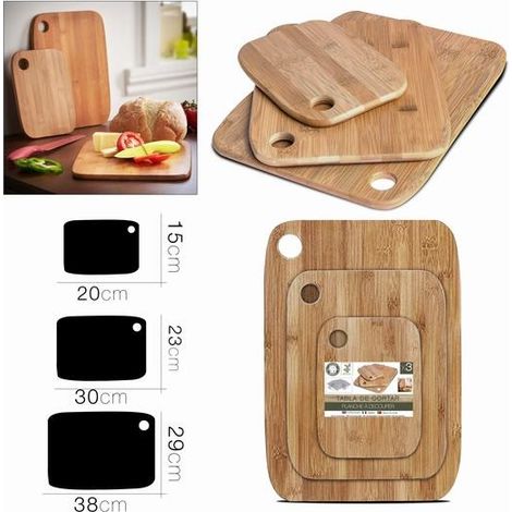 DK HOME SET 3 TABLAS DE CORTAR BAMBU 20x15/30x23/38x29 cm