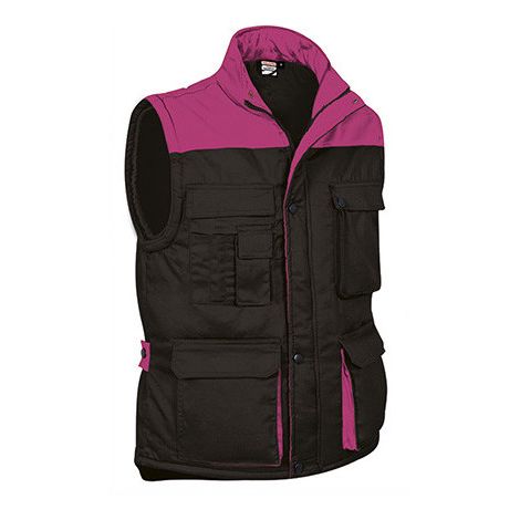 Chaleco multibolsillos en colores combinados Thunder XXL Negro/Rosa Magenta