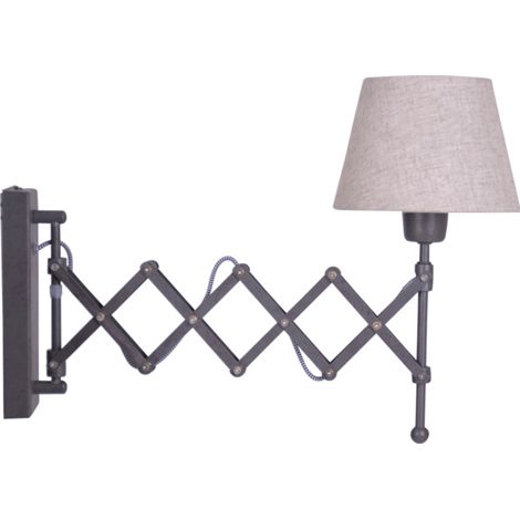 Applique murale chambre tissu marron clair 1 flamme orientable