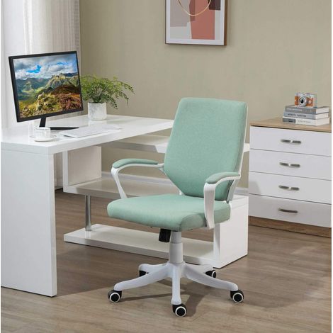 Silla de oficina ergonómica con ruedas, altura ajustable, verde OKMYHOME (1/5)