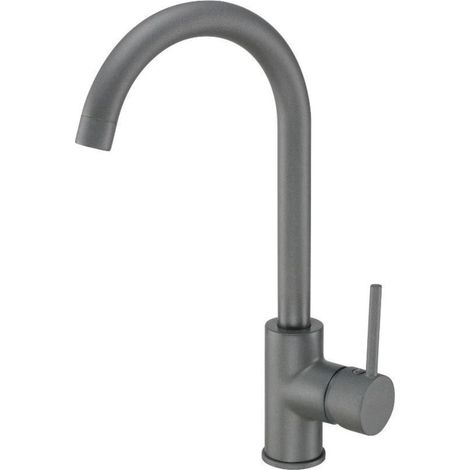 Miscelatore cucina antracite metallizzato con beccuccio girevole - Letita