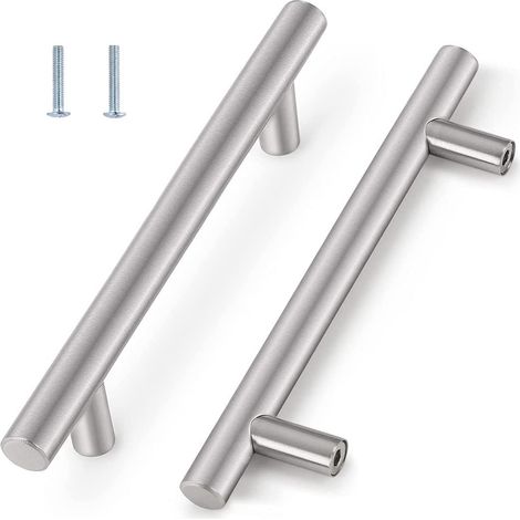 Poignee de Meuble Cuisine, Poignée de Porte en Acier Inoxydable, Boutons De Meuble, Bouton de Porte pour Cuisine, Salle de Bain, Chambre, Bureau (Lot de 2, Argent, Entraxe: 96mm) (1/5)