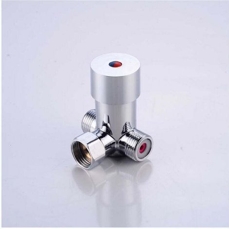 YMYNY G1/2 Vanne d'eau froide chaude-Eau, Vanne de mélange Vanne de mélange thermostatique, contrôle de la température de l'eau de salle de bains pour robinet automatique de bains (1/4)
