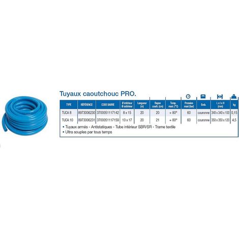 Abac - Tuyau air comprimé caoutchouc professionnel 10x17 - 20m - TUCA10